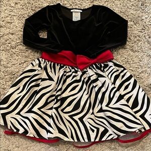 Bonnie Jean Long Sleeve Zebra Print Hipster Dress, Size 4